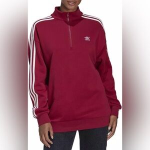 Adidas Women's Maroon Half-Zip Sweater